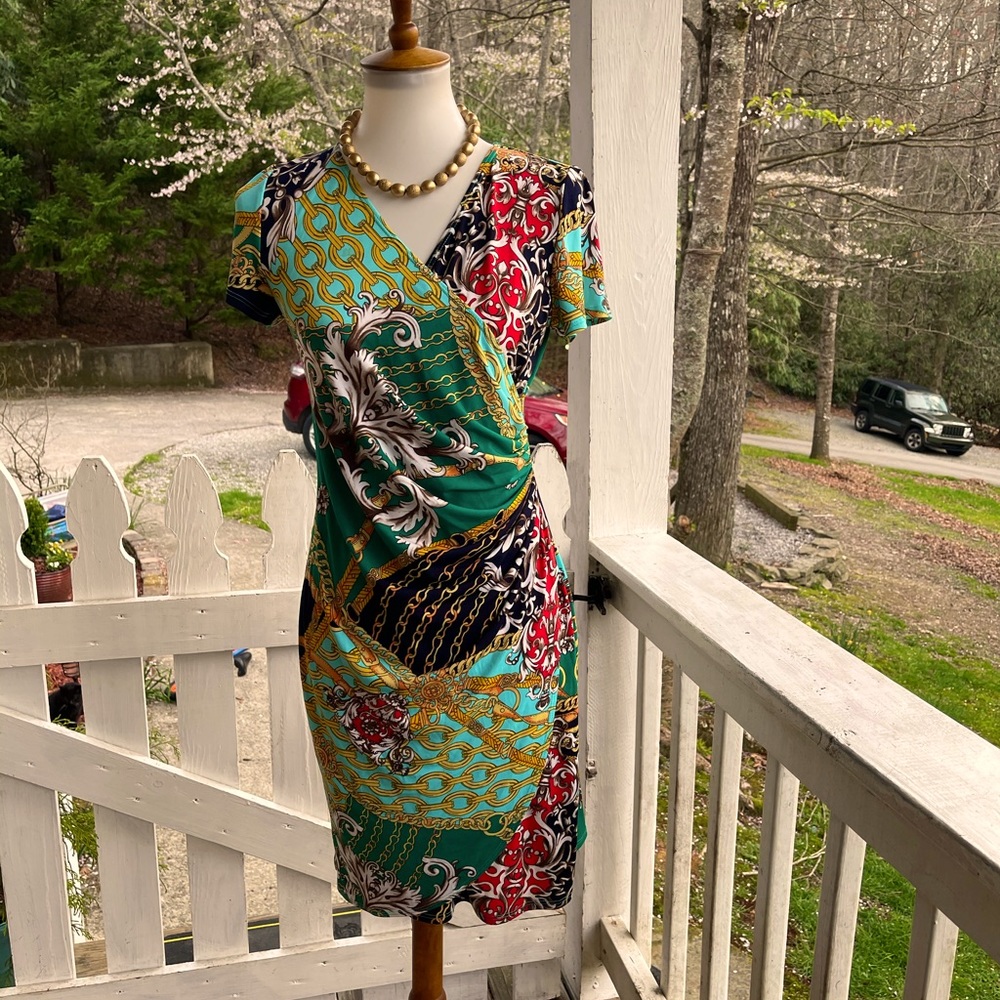Dressbarn Baroque Faux Wrap Dress 4 FREE SHIP